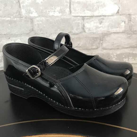 dansko marcelle black patent